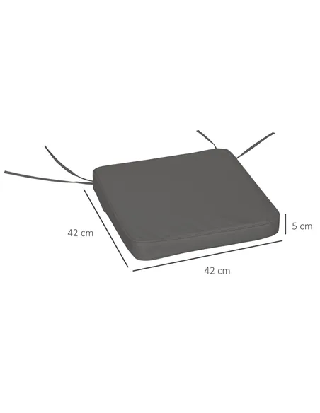Outsunny Set of 6 Pcs Chair Cushion, 42Lx42Wx5T cm-Grey