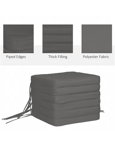 Outsunny Set of 6 Pcs Chair Cushion, 42Lx42Wx5T cm-Grey