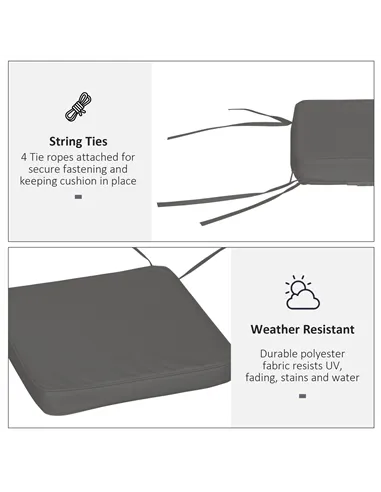 Outsunny Set of 6 Pcs Chair Cushion, 42Lx42Wx5T cm-Grey