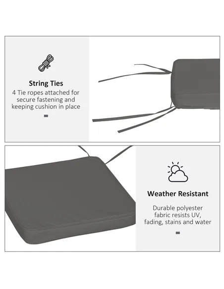 Outsunny Set of 6 Pcs Chair Cushion, 42Lx42Wx5T cm-Grey