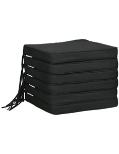 Outsunny Set of 6 Chair Cushion Seat Pads Dining Chair w/ Straps Indoor Outdoor Removable Tie On Garden Patio Black