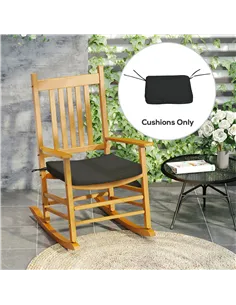 Outsunny Set of 6 Chair Cushion Seat Pads Dining Chair w/ Straps Indoor Outdoor Removable Tie On Garden Patio Black 2