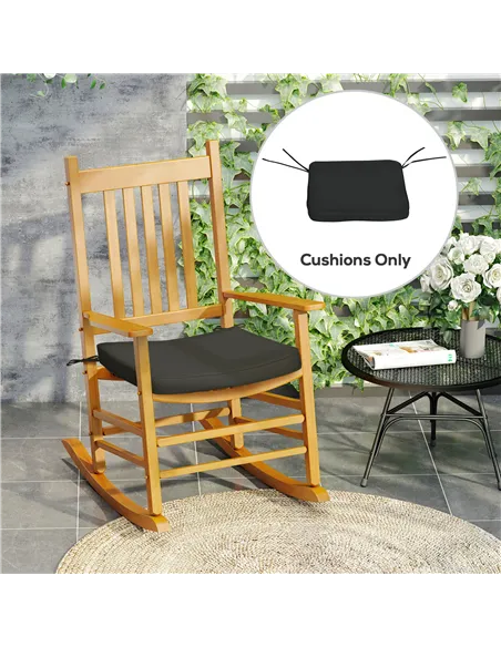 Outsunny Set of 6 Chair Cushion Seat Pads Dining Chair w/ Straps Indoor Outdoor Removable Tie On Garden Patio Black