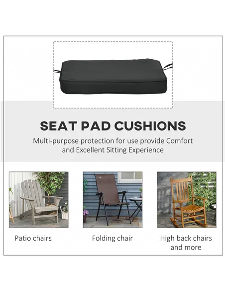 Outsunny Set of 6 Chair Cushion Seat Pads Dining Chair w/ Straps Indoor Outdoor Removable Tie On Garden Patio Black