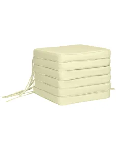 Outsunny Set of 6 Pcs Chair Cushion, 42Lx42Wx5T cm-Cream White