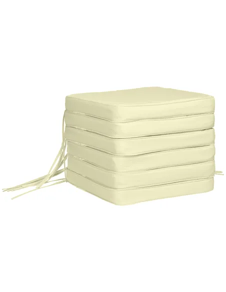 Outsunny Set of 6 Pcs Chair Cushion, 42Lx42Wx5T cm-Cream White