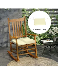 Outsunny Set of 6 Pcs Chair Cushion, 42Lx42Wx5T cm-Cream White 2