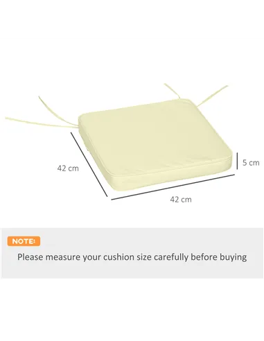 Outsunny Set of 6 Pcs Chair Cushion, 42Lx42Wx5T cm-Cream White