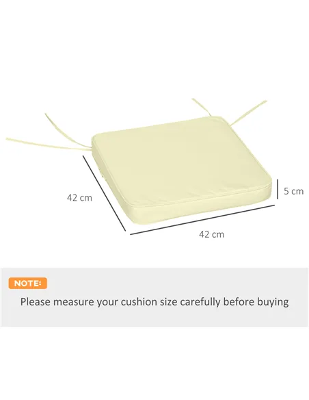 Outsunny Set of 6 Pcs Chair Cushion, 42Lx42Wx5T cm-Cream White