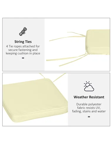 Outsunny Set of 6 Pcs Chair Cushion, 42Lx42Wx5T cm-Cream White