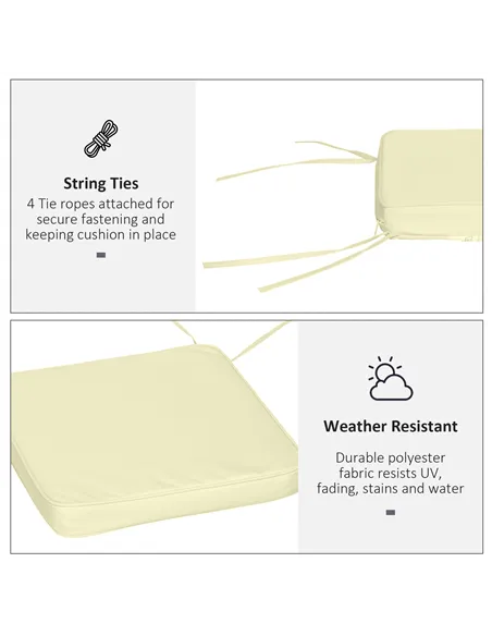 Outsunny Set of 6 Pcs Chair Cushion, 42Lx42Wx5T cm-Cream White