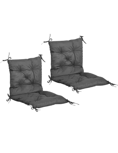 Outsunny Set of Two Outdoor Seat Cushions - Dark Grey