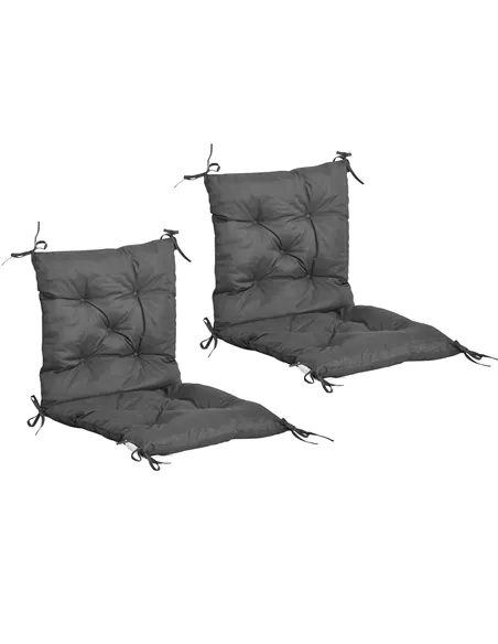 Outsunny Set of Two Outdoor Seat Cushions - Dark Grey