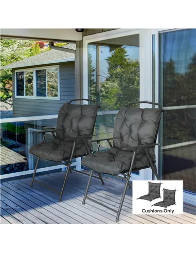 Outsunny Set of Two Outdoor Seat Cushions - Dark Grey