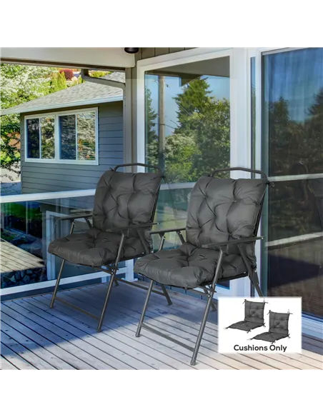 Outsunny Set of Two Outdoor Seat Cushions - Dark Grey