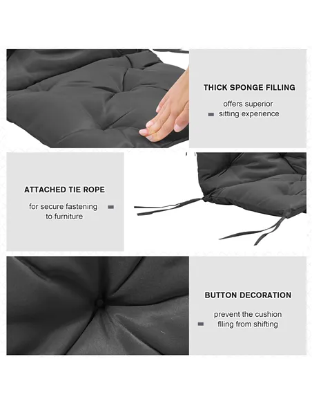 Outsunny Set of Two Outdoor Seat Cushions - Dark Grey