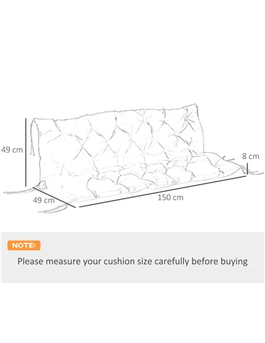 Outsunny 3 Seater Bench Pad, Garden Chair Cushion with Back and Ties for Indoor and Outdoor Use, 98 x 150 cm, Black