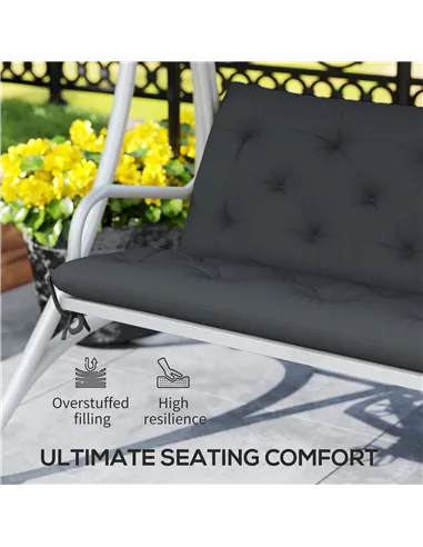 Outsunny 3 Seater Bench Pad, Garden Chair Cushion with Back and Ties for Indoor and Outdoor Use, 98 x 150 cm, Black