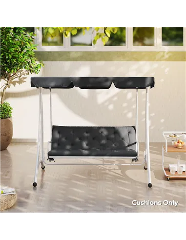 Outsunny 3 Seater Bench Pad, Garden Chair Cushion with Back and Ties for Indoor and Outdoor Use, 98 x 150 cm, Black