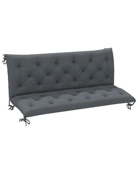 Outsunny 3 Seater Bench Cushion, Garden Chair Cushion with Back and Ties for Indoor and Outdoor Use, 98 x 150 cm, Dark Grey