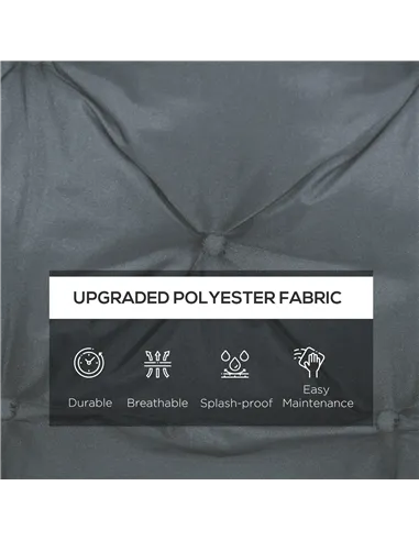 Outsunny 2 Seater Bench Cushion, Garden Chair Cushion with Back and Ties for Indoor and Outdoor Use, 98 x 100 cm, Dark Grey