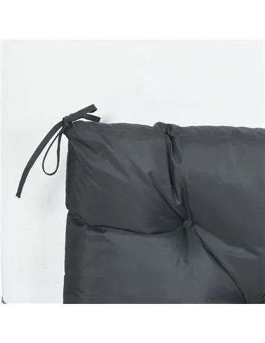 Outsunny 2 Seater Bench Cushion, Garden Chair Cushion with Back and Ties for Indoor and Outdoor Use, 98 x 100 cm, Dark Grey