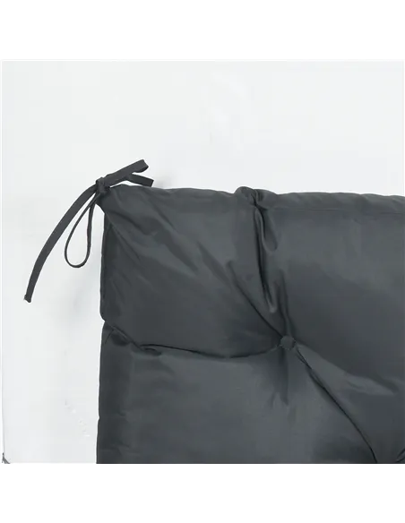 Outsunny 2 Seater Bench Cushion, Garden Chair Cushion with Back and Ties for Indoor and Outdoor Use, 98 x 100 cm, Dark Grey