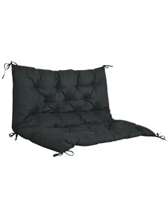 Outsunny 2 Seater Bench Pad, Garden Chair Cushion with Back and Ties for Indoor and Outdoor Use, 98 x 100 cm, Black