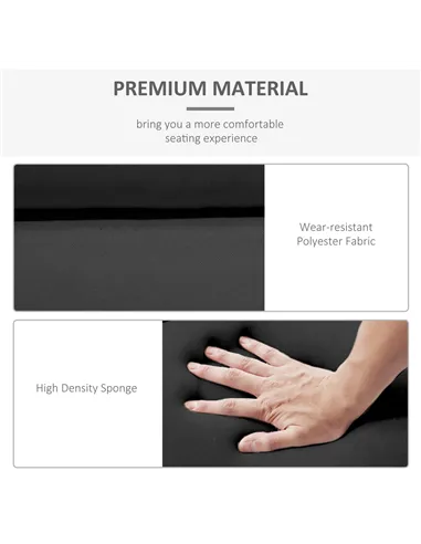 Outsunny Set of 2 Sun Lounger Cushions, Replacement Cushions for Rattan Furniture with Ties, 196 x 55 cm, Black