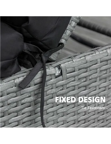 Outsunny Set of 2 Sun Lounger Cushions, Replacement Cushions for Rattan Furniture with Ties, 196 x 55 cm, Black