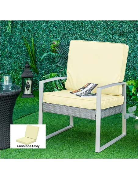 Outsunny Set of 2 Garden Seat and Back Cushion Set, Replacement Cushions for Outdoor Furniture with Seat Cushion and Back Cushio