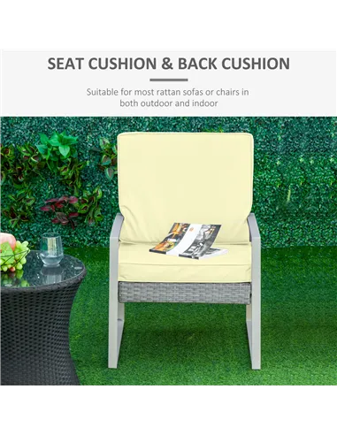 Outsunny Set of 2 Garden Seat and Back Cushion Set, Replacement Cushions for Outdoor Furniture with Seat Cushion and Back Cushio