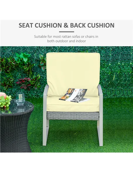 Outsunny Set of 2 Garden Seat and Back Cushion Set, Replacement Cushions for Outdoor Furniture with Seat Cushion and Back Cushio