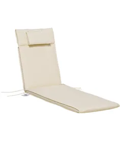 Outsunny Garden Sun Lounger Cushion Replacement Thick Sunbed Reclining Chair Relaxer Pad with Pillow - Cream White