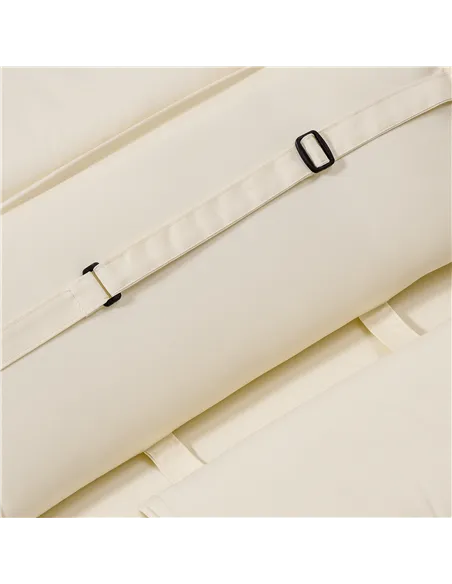 Outsunny Garden Sun Lounger Cushion Replacement Thick Sunbed Reclining Chair Relaxer Pad with Pillow - Cream White