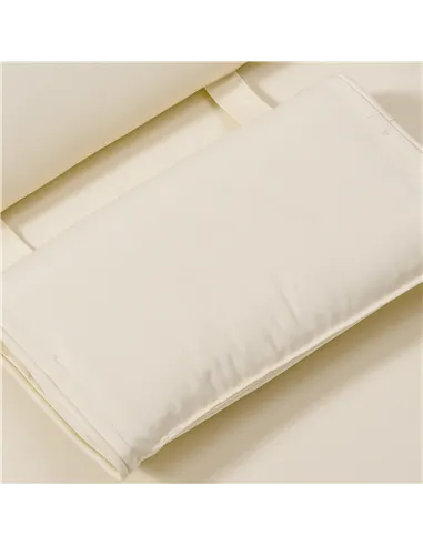 Outsunny Garden Sun Lounger Cushion Replacement Thick Sunbed Reclining Chair Relaxer Pad with Pillow - Cream White