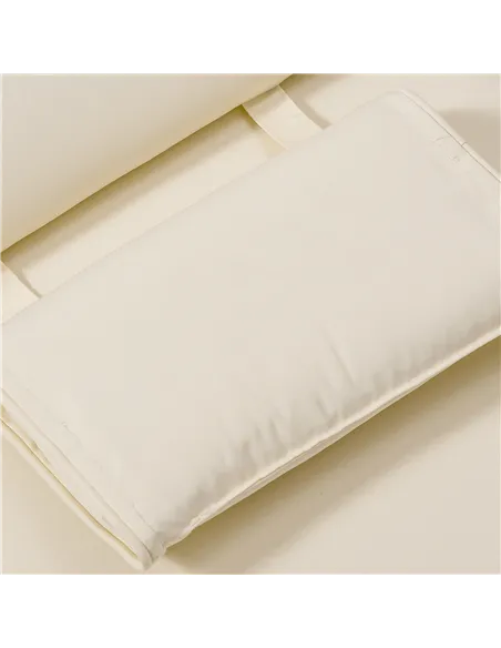 Outsunny Garden Sun Lounger Cushion Replacement Thick Sunbed Reclining Chair Relaxer Pad with Pillow - Cream White