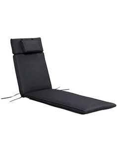 Outsunny Garden Sun Lounger Cushion Replacement Thick Sunbed Reclining Chair Relaxer Pad with Pillow - Black