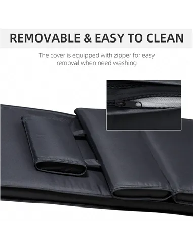 Outsunny Garden Sun Lounger Cushion Replacement Thick Sunbed Reclining Chair Relaxer Pad with Pillow - Black