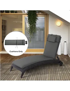 Outsunny Outdoor Garden Patio Folding High Back Chair Cushion Replacement Seat Pad - Grey 2