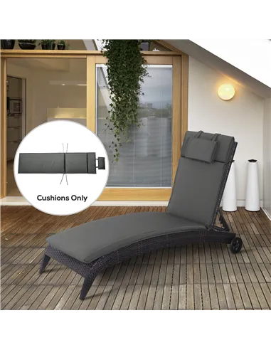 Outsunny Outdoor Garden Patio Folding High Back Chair Cushion Replacement Seat Pad - Grey