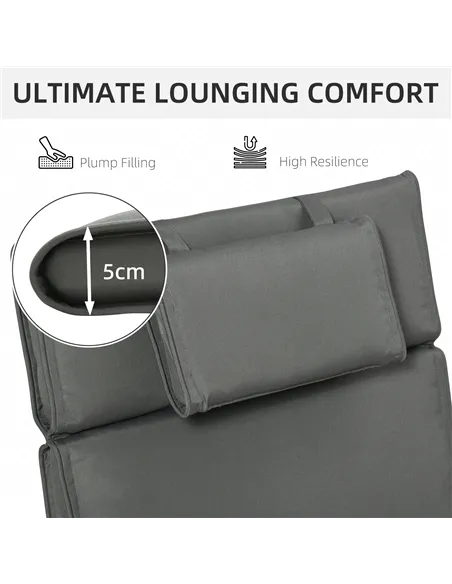 Outsunny Outdoor Garden Patio Folding High Back Chair Cushion Replacement Seat Pad - Grey