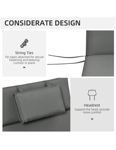 Outsunny Outdoor Garden Patio Folding High Back Chair Cushion Replacement Seat Pad - Grey