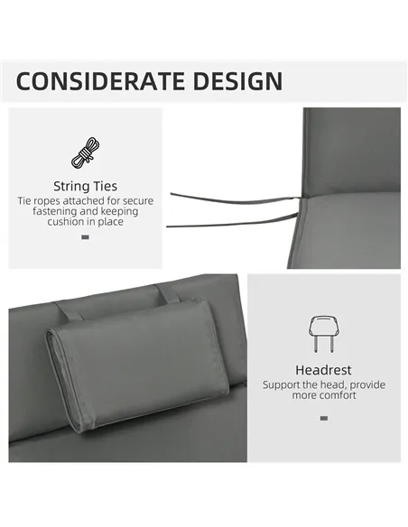 Outsunny Outdoor Garden Patio Folding High Back Chair Cushion Replacement Seat Pad - Grey