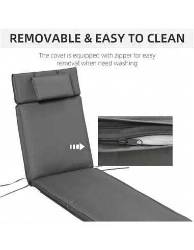 Outsunny Outdoor Garden Patio Folding High Back Chair Cushion Replacement Seat Pad - Grey