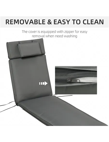 Outsunny Outdoor Garden Patio Folding High Back Chair Cushion Replacement Seat Pad - Grey