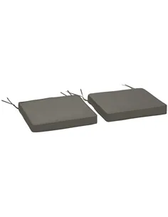 Outsunny Set of 2 Garden Chair Cushions with Ties, 45 x 45 cm Replacement Cushions for Outdoor Furniture, Dark Grey