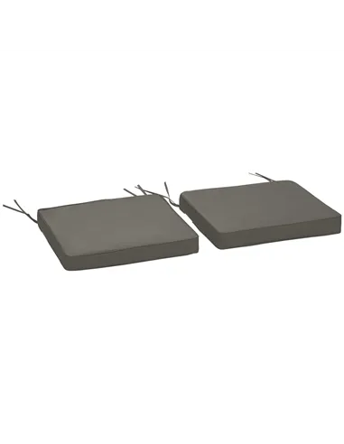 Outsunny Set of 2 Garden Chair Cushions with Ties, 45 x 45 cm Replacement Cushions for Outdoor Furniture, Dark Grey