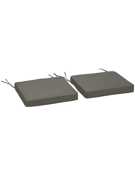 Outsunny Set of 2 Garden Chair Cushions with Ties, 45 x 45 cm Replacement Cushions for Outdoor Furniture, Dark Grey