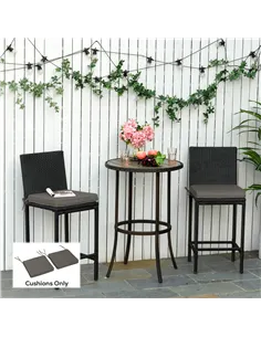 Outsunny Set of 2 Garden Chair Cushions with Ties, 45 x 45 cm Replacement Cushions for Outdoor Furniture, Dark Grey 2
